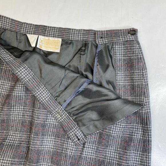 Vintage Pendleton Wool Midi Skirt 16 Gray Glen Plaid Houndstooth See Measurement - Picture 4 of 9